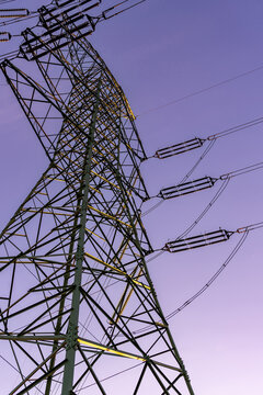 Steel lattice towers for electricity transmission network.