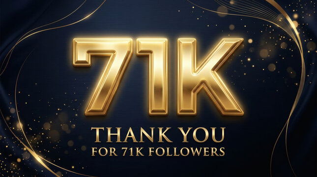 71K Thank You Followers Celebration Gold Text Elegant Social Media Milestone Announcement