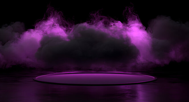 A purple smoke effect with a transparent dark background. A foggy gray cloud hangs above the floor, with a vacant space