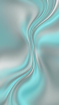Abstract fluid background with turquoise and silver wavy lines creating a liquid texture