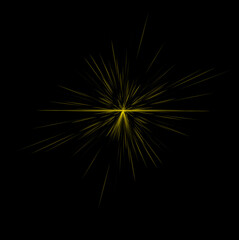Fototapeta premium Yellow light flare effect with radiating particles isolated
