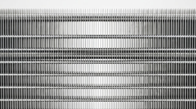 Close up of a metal heat sink with fins