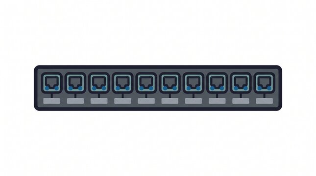 Ethernet Network Patch Panel Ports Technical Illustration