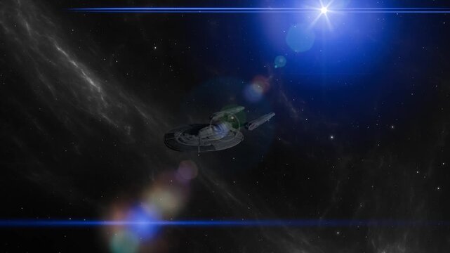 A science fiction scene in a fantasy world with spaceships and space stations.