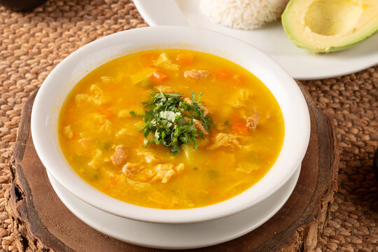 Traditional latin american mondongo with vegetables and cilantro