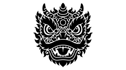 Fototapeta premium Detailed dragon head mask silhouette for lunar festival.