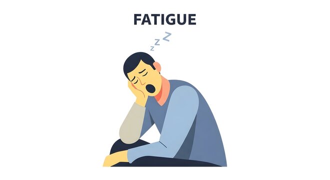 Vector illustration of an exhausted man yawning due to extreme fatigue and burnout.