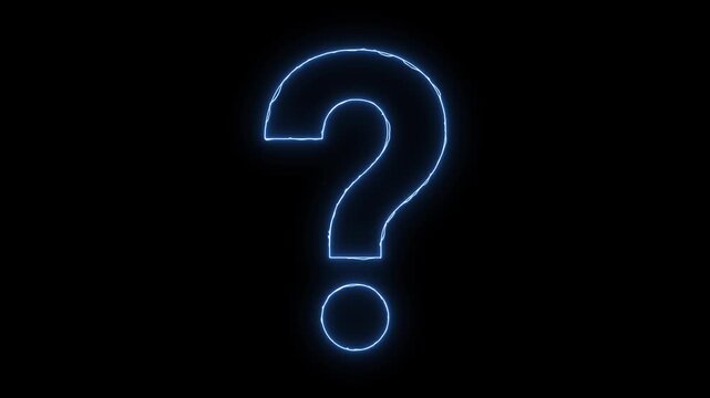Question mark neon glowing help icon support loop animation motion faq customer assistance query isolated dark background