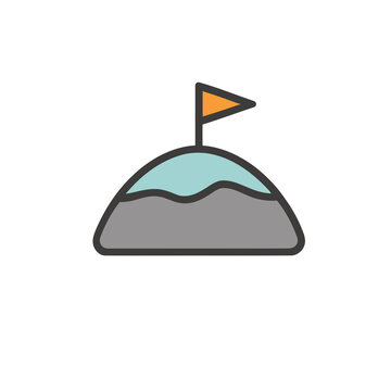 Mountain peak with flag illustration
