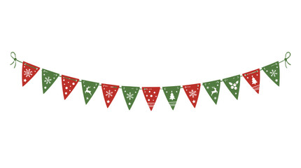 Fototapeta premium Christmas Bunting Isolated Transparent Background