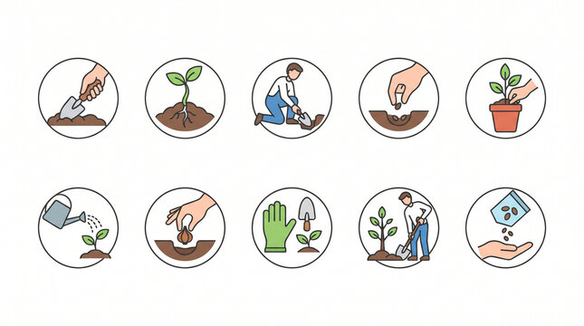 nature planting icons