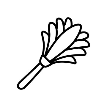 Feather Duster Cleaning Tool Line Icon Vector Illustration