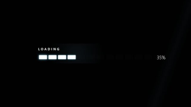 Modern digital progress bar with glowing loading percentage, concept for big data, binary code analysis, and software development presentation