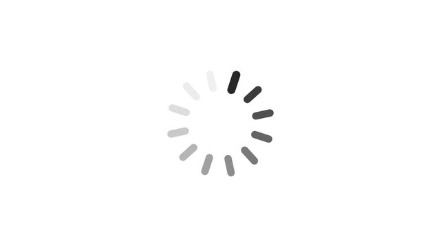 Minimalist digital loading circle with spinning gradient dashes, concept for big data processing, binary code analysis, and software development interface design