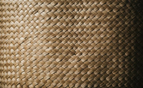 Woven wicker texture background macro close up of a traditional rattan basket pattern for natural home decor and sustainable design concepts