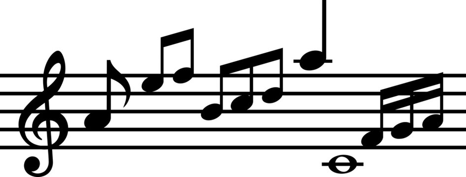 Musical Notes on Staff, Treble Clef and Music Symbols Vector Illustration