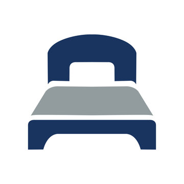 Single Bed Vector Icon for Hotel Booking and Bedroom Interior Design