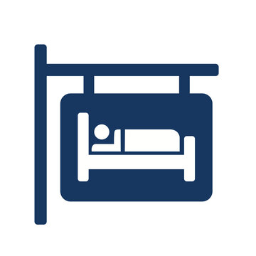 Hanging Hotel Signboard Icon representing Bed and Breakfast Accommodation