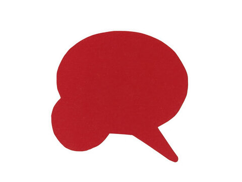 Red speech bubble icon for communication and chat messages isolated on transparent background