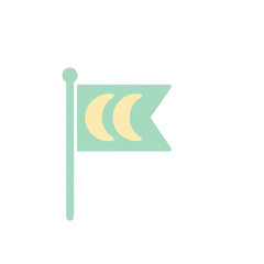 Green flag with yellow crescents on transparent background © loli