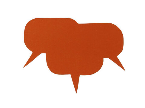 Orange speech bubbles icon for social media communication and chat conversation isolated on transparent background