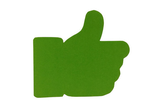 Green thumbs up hand sign icon representing success and positive feedback symbol isolated on transparent background