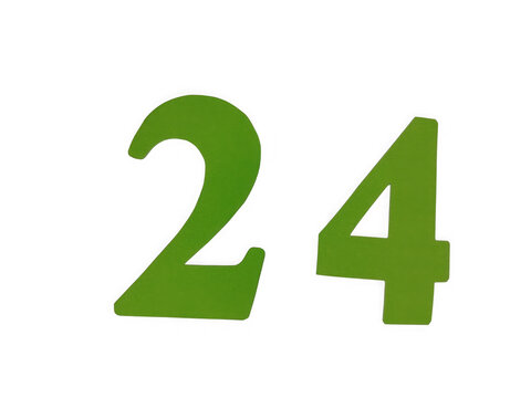Green number twenty four isolated design element for digital typography and graphics isolated on transparent background