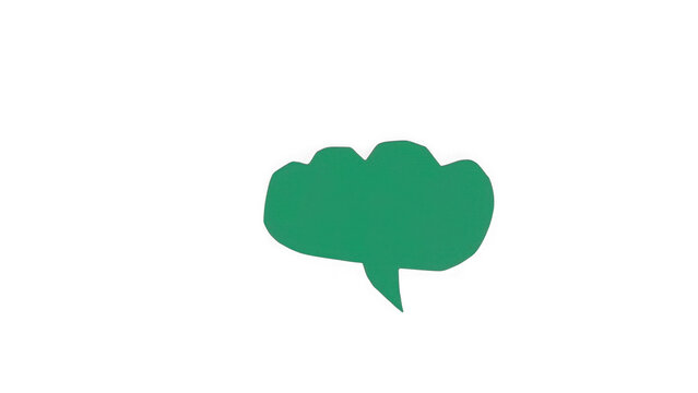 A simple green speech bubble icon for chat and communication design elements isolated on transparent background