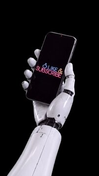 Like and subscribe robot smartphone