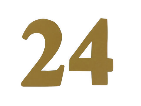 Golden number twenty four isolated graphic sign for digital design and typography isolated on transparent background
