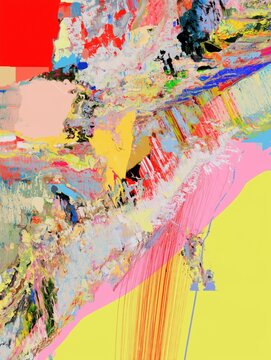 カラフルな抽象画が鮮やかに広がっている。現代アートやデザイン素材に適した背景。