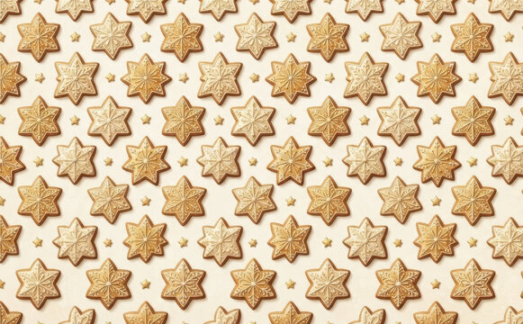 Gingerbread star cookies seamless pattern holiday background for festive baking design and packaging