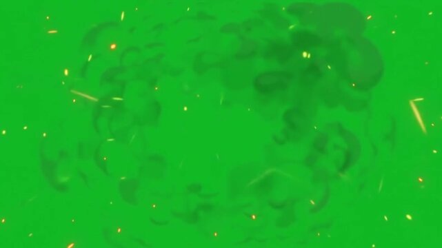 Cartoon comic style "BOOMM" explosion animation with orange blast cloud, speed lines, and smoke on green screen background #00FF00. Perfect for gaming, action videos, comic effects, memes, and impact 
