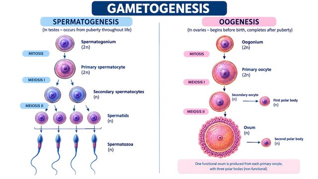 Gametogenesis Spermatogenesis and Oogenesis Biology Diagram