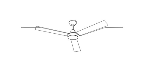 Obraz premium Simple line drawing of a ceiling fan with three blades