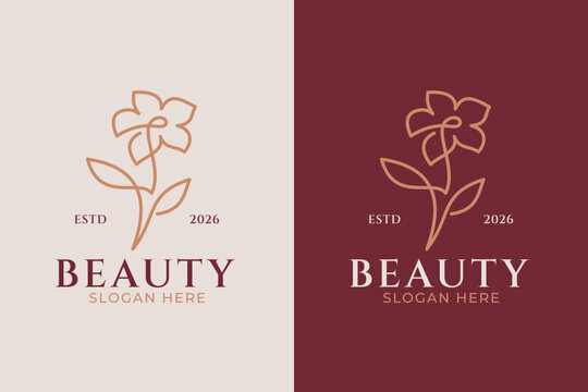 Minimalist Line Art Flower Logo Template vector style continuous line continuous line drawing floral motif emblem icon