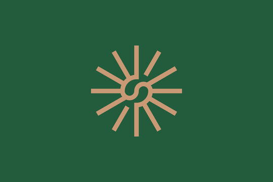 Minimalist Letter S Sunburst Monoline Logo Icon for Modern Solar Energy Branding