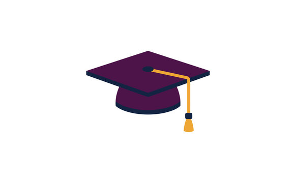 Minimalist purple graduation cap with yellow tassel representing academic achievement