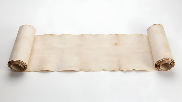 Old vintage paper scroll with blank space for text isolated on white background