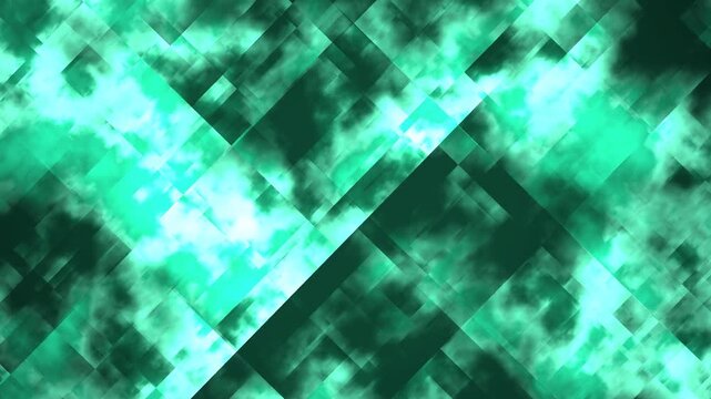 Abstract emerald green geometric motion background, with soft glowing, light effects