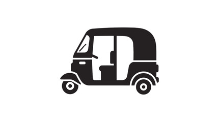 Fototapeta premium Simple black silhouette icon of an auto rickshaw side view.