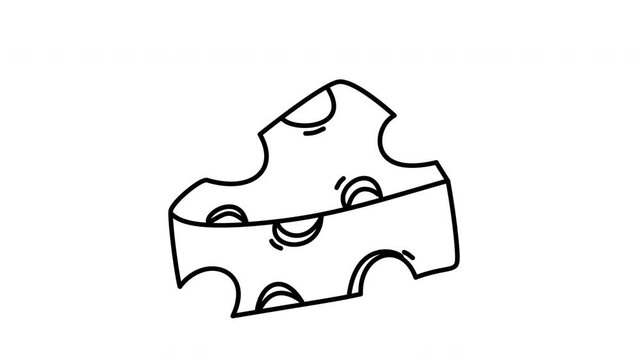 cheese slice line art, swiss cheese outline