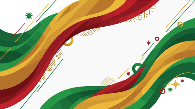 Abstract wavy ribbons in pan african colors forming a frame