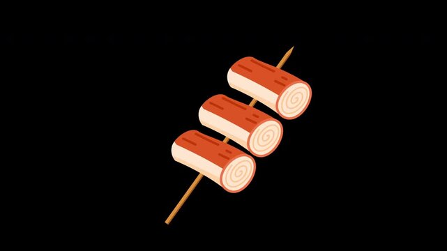 crab stick skewer kanikama, japanese seafood made from surimi