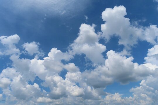 Beautiful cloudscape in blue sky, natural clouds background