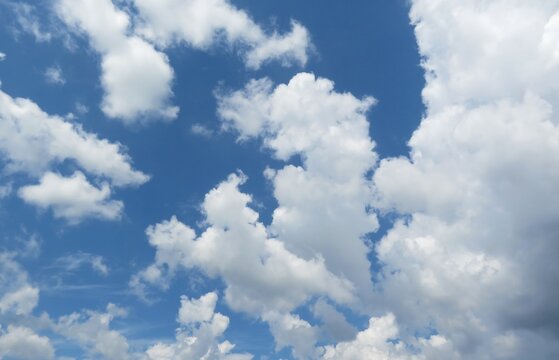 Beautiful cloudscape in blue sky, natural clouds background