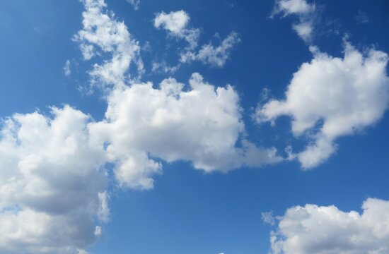 Beautiful cloudscape in blue sky, natural clouds background