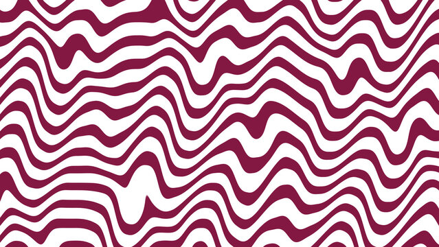 Abstract Maroon and White Wavy Line Pattern Retro Psychedelic Background