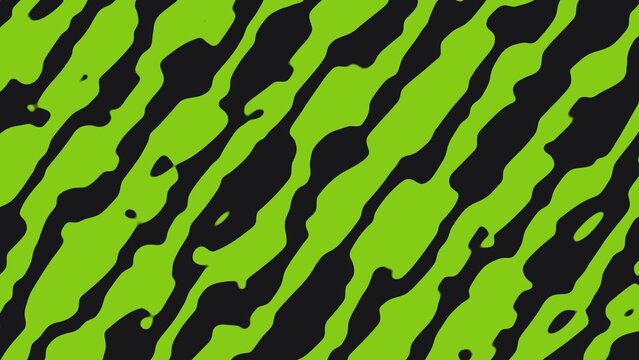 Abstract Diagonal Lime Green and Black Wavy Stripe Pattern Background