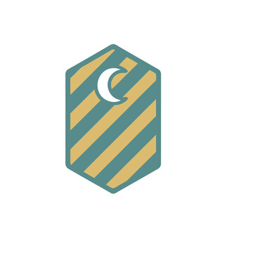 Shield shape with crescent moon and stripes